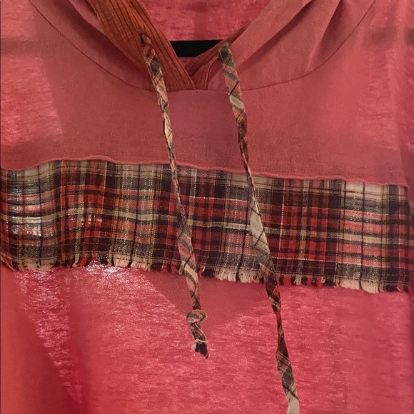 POL Pink and Orange Plaid Hoodie - Picture 10 of 11